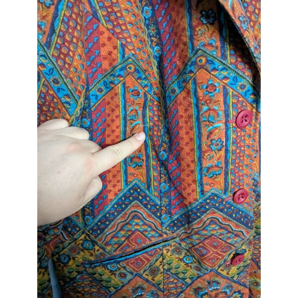 Coldwater Creek Womens Multicolor Geometric Pattern Blazer Jacket W18 Southwest - Picture 6 of 16